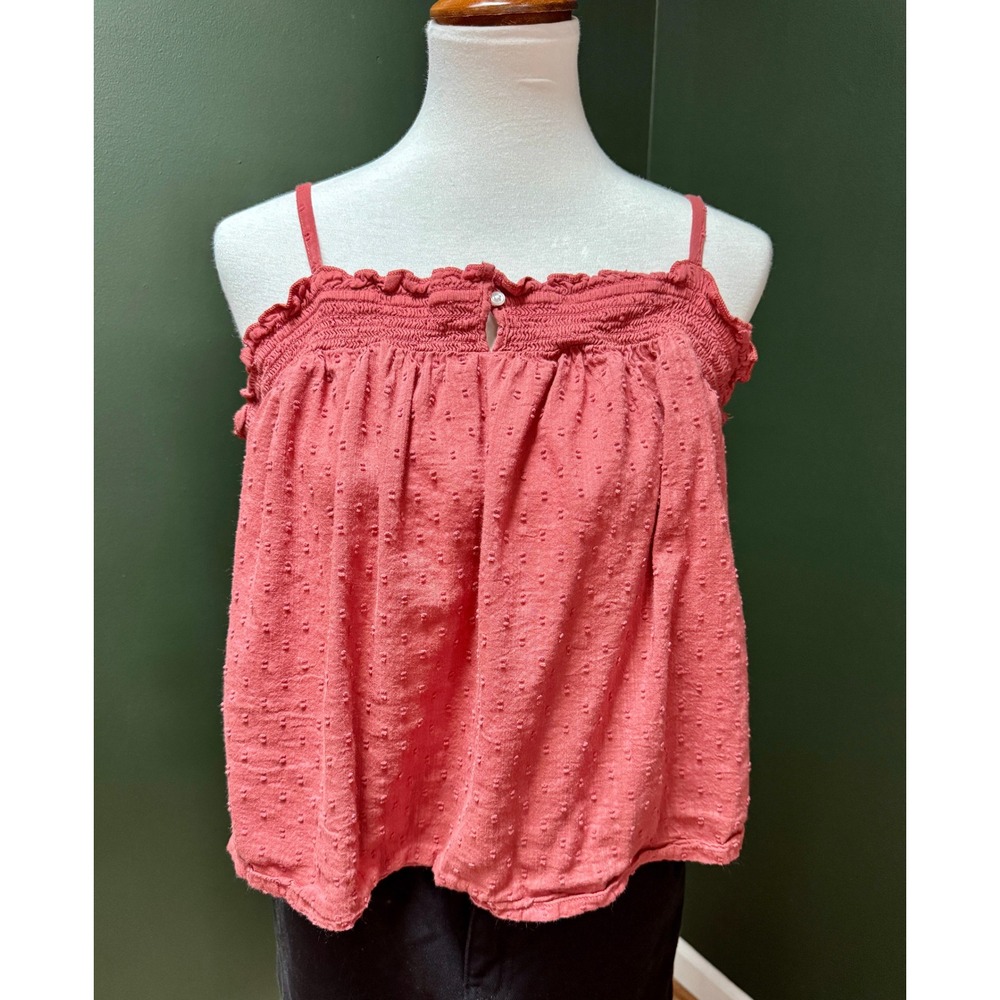 Old Navy Smocked‎ Tank Top Swiss Dot Ruffle Trim Sleeveless XL